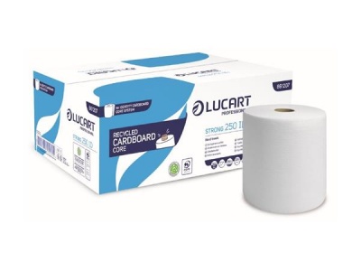 Kéztörlő, tekercses, 1 rétegű, LUCART "Strong 250 ID", hófehér
